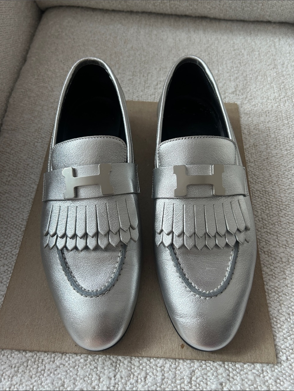Hermes Royal Loafer Silver sz 37.5